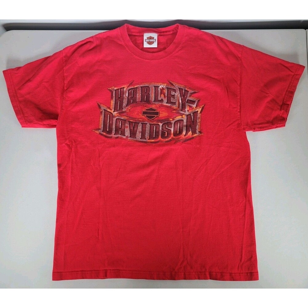 2007 Harley Davidson Short Sleeve T-Shirt Sz L Red Woodstock New York Hanes
